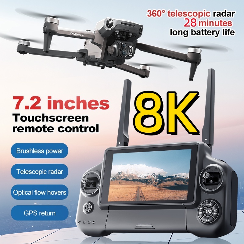 Drone Camera Hd - 8K 3축 짐벌 브러시리스 7.2인치 터치스크린