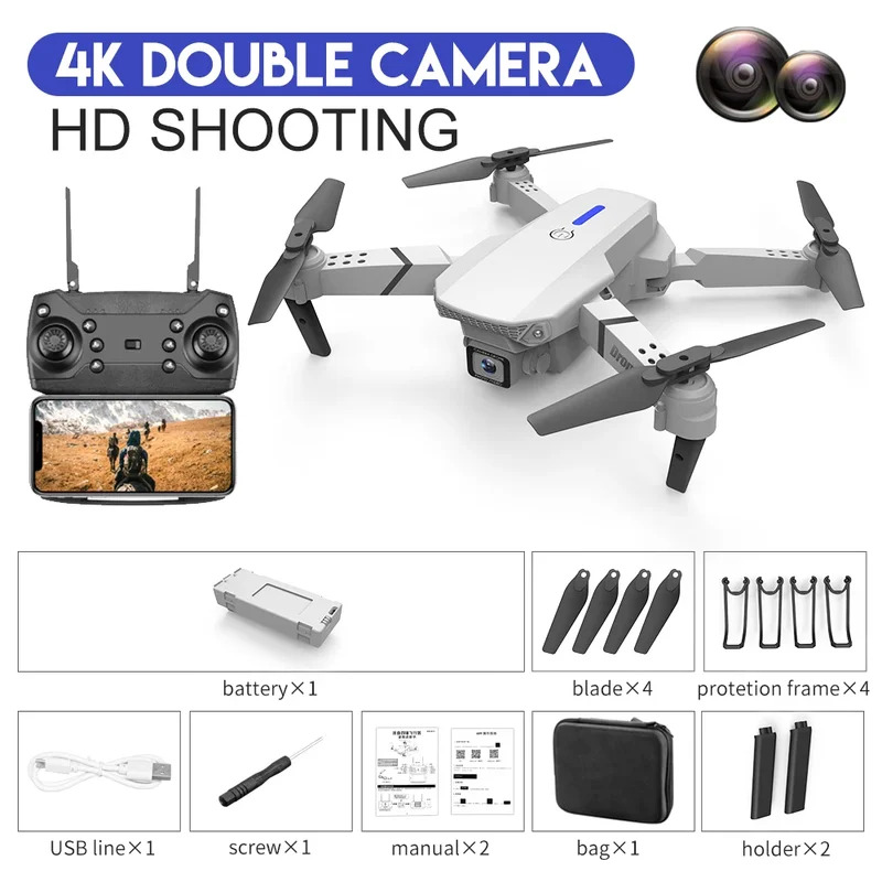E88 프로 지능형 접이식 드론, 단일/듀얼 카메라 전 - Drone Camera Mount 리뷰 및 가격
