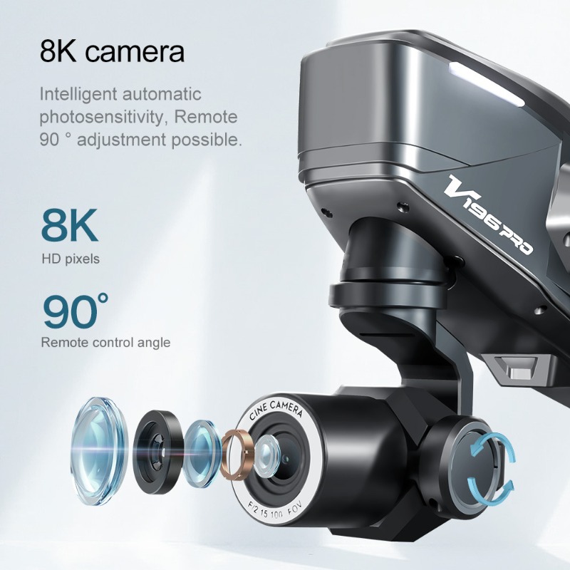 2025 V196 자동 장애물 회피 드론 8K HD 카 - Drone Camera With Gimbal 리뷰 및 가격
